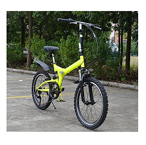 Folding Bike : LHQ-HQ Folding Mountain Adult Bike SHIMANO 6 Speed 20" Tire Portable Youth MTB Bicycle Double Shock Absorber, a