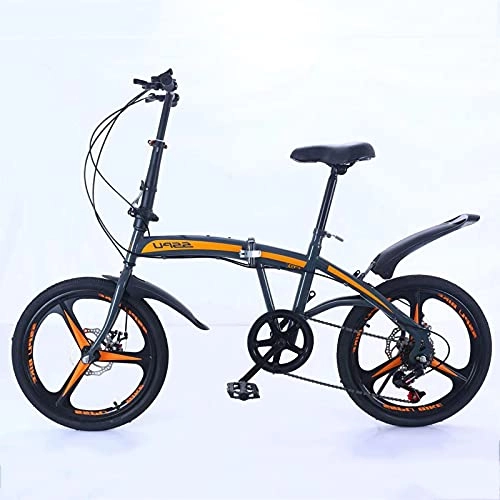 Folding Bike : LHQ-HQ Folding Mountain Adults Bike Ultra-Light Portable Student MTB 6 Speed Bicycle 20" Tire Bike Dual Disc Brake, B