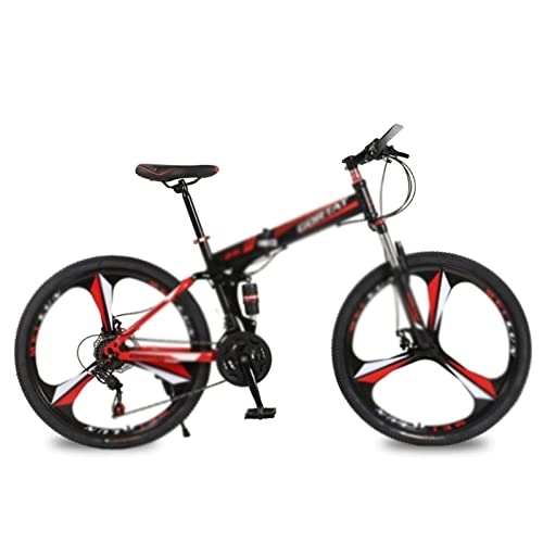 Folding Bike : LIANAIzxc Bikes Foldable Bicycle Mountain Bike Wheel Size 26 Inches Road Bike 21 Speeds Suspension Bicycle Double Disc Brake (Color : Red, Size : 21 Speed)