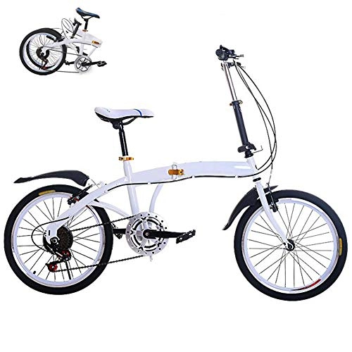 Folding Bike : LIERSI 20 Inch Folding Bicycle Women's Light Work Adult Adult Ultra Light Variable Speed Portable Adult Male Bicycle Folding Carrier Bicycle Bike, White