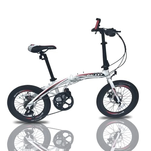 Folding Bike : Lightweight 20inch Alloy Folding City Bike 7 Speed Bicycle 20" 12kg Gears & Dual Disc Brakes Cycle (White)