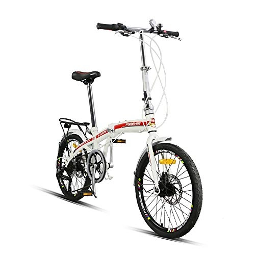 Folding Bike : Lightweight Folding Bike, Double Disc Brake, 20-Inch Wheel, High Carbon Steel Frame, Compact Folding Bicycle Great for City Riding and Commuting for Student Men and Women