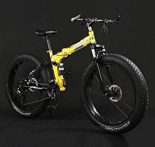 Folding Bike : Lightweight， Folding Mountain Bike Bicycle, Fat Tire Dual-Suspension MBT Bikes, High-Carbon Steel Frame, Double Disc Brake, Aluminum Pedals And Stems, B, 20 inch 30 speed Inventory clearance