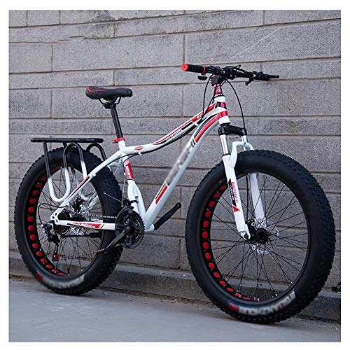 Folding Bike : LILIS Mountain Bike Folding Bike Fat Tire Bike Adult Road Bikes Bicycle Beach Snowmobile Bicycles For Men Women (Color : Red, Size : 24in)