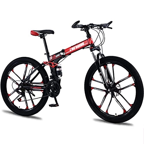 Folding Bike : LiRuiPengBJ Children's bicycle Folding Mountain Bike Full Suspension 24 Speed ​​Gears Disc Brakes with Shock Absorbers Mountain Bicycle for Men and Women (Color : Style3, Size : 30 speed)