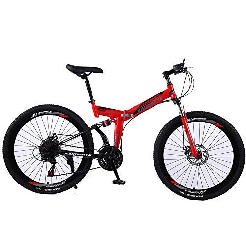 Folding Bike : LIU 26" Folding Bike, with Anti-Skid and Wear-Resistant Tire Dual Disc Brake Great for City Riding and Commuting, Freestyle Bike for Boys and Girls, 26inch21Speed