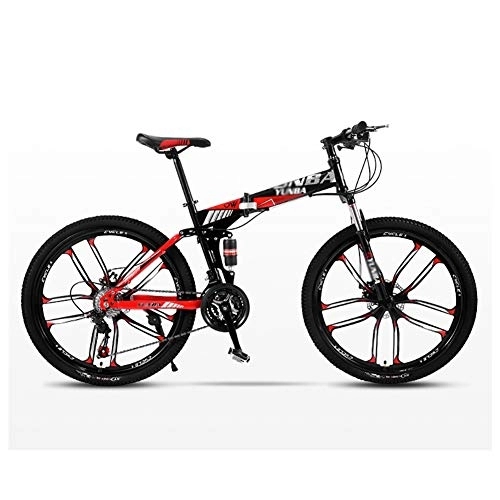 Folding Bike : LIUCHUNYANSH Off-road Bike Folding Mountain Bicycle Road Bike Men's MTB 24 Speed Bikes Wheels For Adult Womens (Color : Red, Size : 24in)