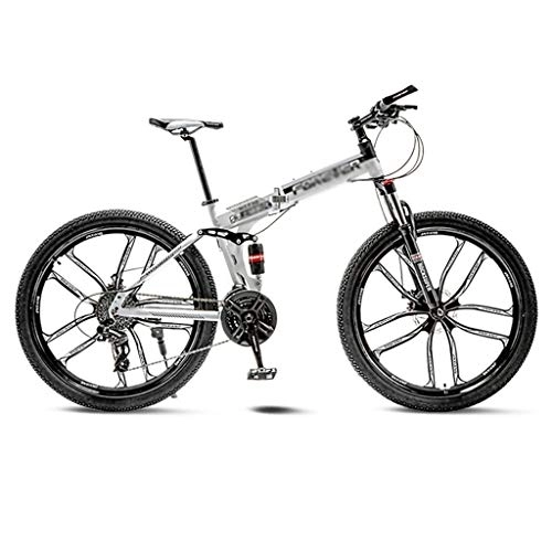 Folding Bike : LIUCHUNYANSH Off-road Bike Mountain Bike Road Bicycle Folding Men's MTB 21 Speed 24 / 26 Inch Wheels For Adult Womens (Color : White, Size : 26in)