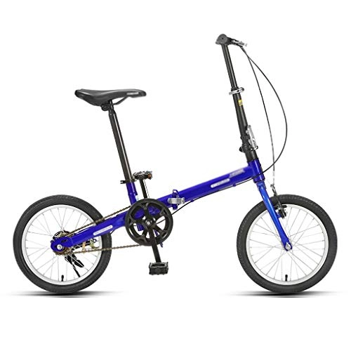Folding Bike : Liudan Bicycle Foldable Bicycle Adult Men And Women Ultra-light Portable 16 Inch Tires foldable bicycle (Color : Blue)