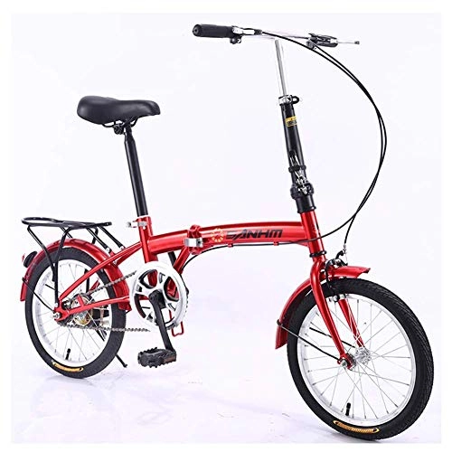 Folding Bike : LKAIBIN Cross country bike Outdoor sports Foldable Bicycle Folding Bicycle 16 Inch Ultra Light Portable Adult Bicycle Men And Women Small Small Wheel Single Speed, Double VStyle Brakes (Color : Red)