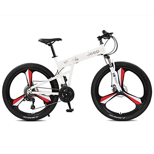 Folding Bike : Llpeng 26-Inch Men And Women Folding Shift Soft Tail Mountain Bike, Shock-Absorbing, Ront And Rear Disc Brakes, 24 / 27 Speed Off-Road Bicycles, One Wheel (Color : 5, Size : 24Speed)
