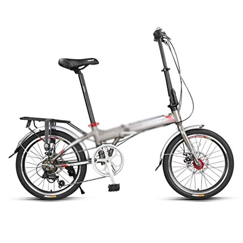 Folding Bike : Llq2019 Folding Bicycle Speed Bicycle 20 Inch Bicycle Small Bicycle, High Carbon Steel Frame, 7-speed Transmission System, The Best Gift (Color : GRAY, Size : 154 * 30 * 118CM)