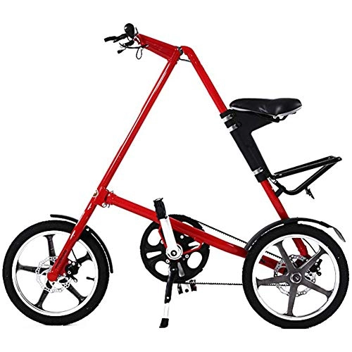 Folding Bike : LPsweet Folding Bicycle, 14 Inches Aluminum Alloy Frame Light Folding City Bicycle Non-Slip Explosion Proof Adult Two-Wheel Mini Car, Red