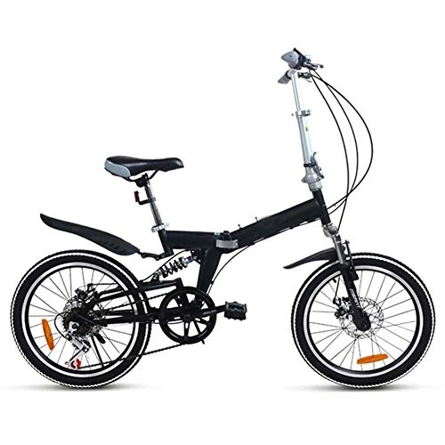 Folding Bike : LPsweet Folding Bike, 20 Inch Adjustable Foldable High Carbon Steel Compact Bicycle for Adults Students Men And Women Outdoor Activities, Black