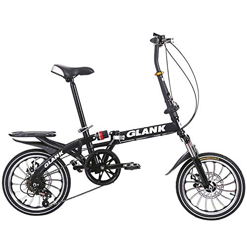 Folding Bike : LUO Bicycle 16 inch 20 inch Folding Bike, Variable Speed Disc Brake Bicycle, Shock Absorber Student Bike, One-Wheel Adult Bikes, Blke, 20 inches