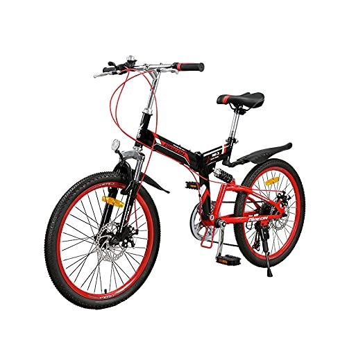 Folding Bike : Lwieui 7-speed Gearbox Bicycle, Powerful Shock Absorbing Function And 22-inch Large Tires. Folding Bicycle, Suitable For City And Country Travel, Blue