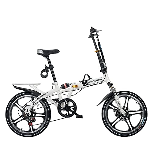 Folding Bike : Lwieui Folding Bicycle, With 140 Cm, Six-speed Gearbox, Double Killer Shock Absorbing, Flying Saucer Brake, High Strength 20 Inch Steel Wheel(Color:black)