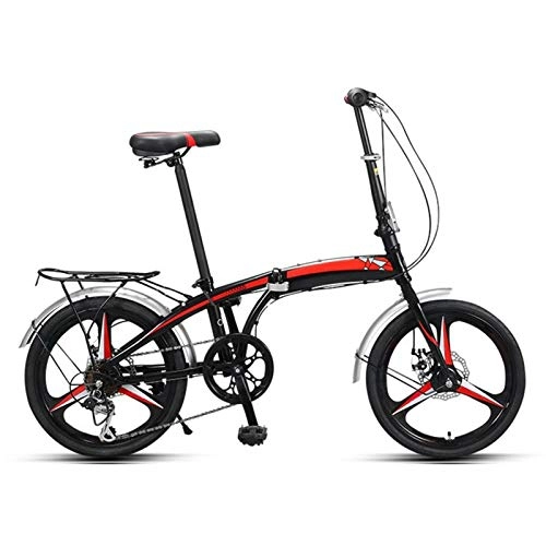 Folding Bike : LXJ 20-inch road bike adult bicycle Black Folding Bicycle Ultra-light And Portable One-piece Wheel Unisex For Adult Students Height Adjustable Bicycle black