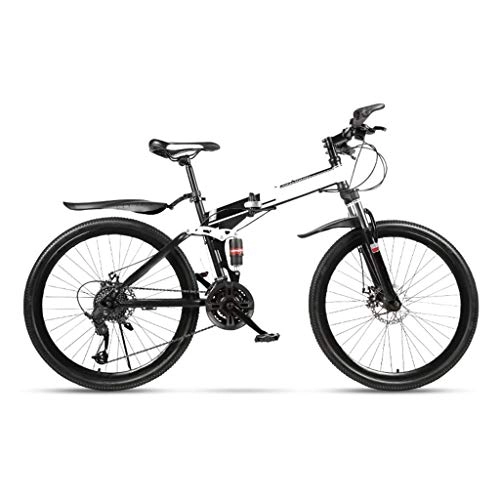 Folding Bike : LXJ 26-inch 24-speed Lightweight Folding Mountain Bike, Portable, Durable, Bicycle Road Bike City Bike, Shock-absorbing Disc Brake