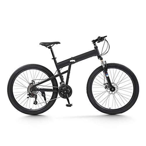 Folding Bike : LXJ 26-inch Tire Mountain Bike, 24-speed Folding High-carbon Steel Frame, Shock Absorber Double Disc Brake, Adult And Youth Off-road Mountain Bike