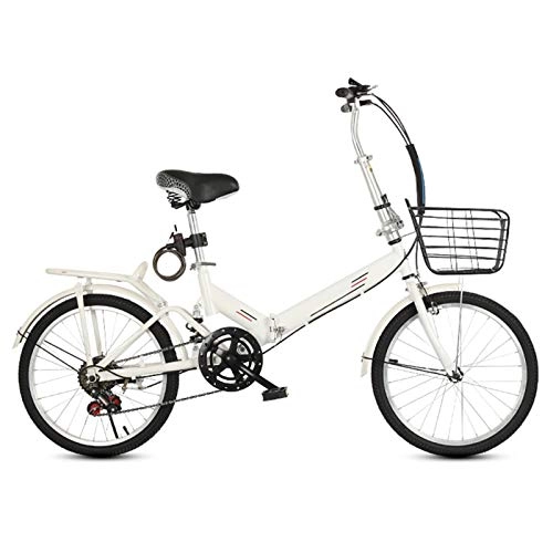 Folding Bike : LXJ Adult Folding Bikes, Lightweight Unisex City Bikes For Men And Women, High-carbon Steel Frame With 20-inch Wheels, With Adjustable Handles And Seats, 6-speed Transmission