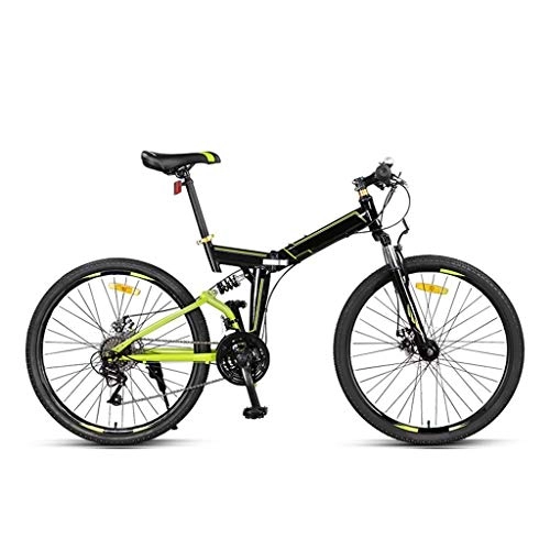 Folding Bike : LXJ Adult Folding Mountain Bike Outdoor Road Bike, 26-inch Wheels, 24-speed Dual Disc Brakes And Dual Shock Absorbers