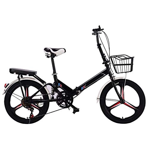 Folding Bike : LXJ Adult Variable Speed Folding Bicycle Unisex And Teenagers, 20 Inch One-piece Wheel, Available For Urban Work, Lightweight And Comfortable Saddle