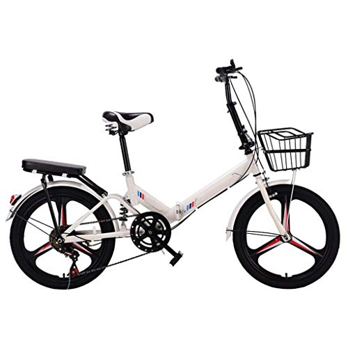 Folding Bike : LXJ Adult Variable Speed Folding Bicycle Unisex For Teenagers, 20 Inch One-piece Wheels, Available For Urban Work, Lightweight, High-carbon Steel Frame