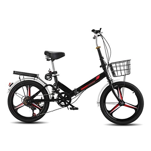 Folding Bike : LXJ City Bike Unisex Adult Foldable Mini Bike Lightweight, 20-inch One Wheel, High Carbon Steel Frame, 6 Speed, Shock Absorption