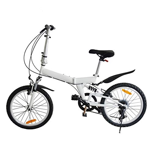 Folding Bike : LXJ Folding Bicycle Mountain Bike, 20-inch 6-speed V-brake Shock Absorber Lightweight City Bike, Suitable For Adults, Men, Women, Teenagers