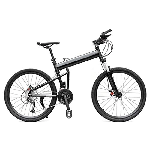 Folding Bike : LXJ Folding Mountain Bike, 24-inch Wheel All-aluminum Frame, 24-speed Suspension Hydraulic Disc Brake, Suitable For Adults And Teenagers