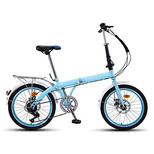 Folding Bike : LXJ Lightweight Foldable Bicycle For Urban Work Riding, 20-inch 7-speed Mechanical Disc Brake, Double-layer Knife Ring, Unisex For Adult Students