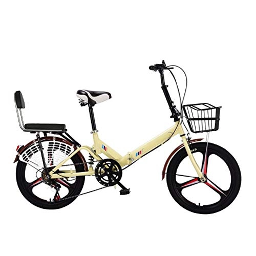 Folding Bike : LXJ Lightweight Folding Bicycle, 20-inch Integrated Tires, Variable Speed And Shock Absorption, Suitable For Adult Men And Women Students, City Bikes