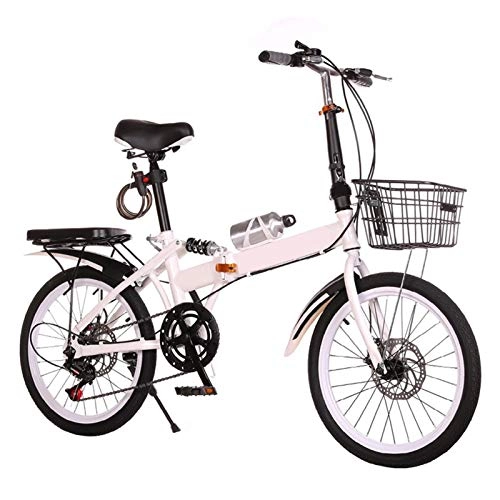 Folding Bike : LXJ Lightweight Folding Bicycle, 20-inch Tire Speed Double Disc Brake Shock Absorption, Suitable For Urban Bicycles For Adults, Men, Women And Students