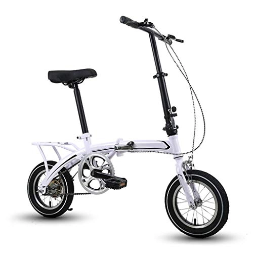 Folding Bike : LXJ Lightweight Portable Folding Bicycle, Adult Men's And Women's 12-inch Single-speed V-brake, With Adjustable Handlebars And Comfortable Saddle