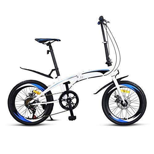 Folding Bike : LXJ Lightweight Portable Folding Bike, 20-inch 7-speed For Adult Men And Women, Arched High-carbon Steel Frame, Streamlined Sports