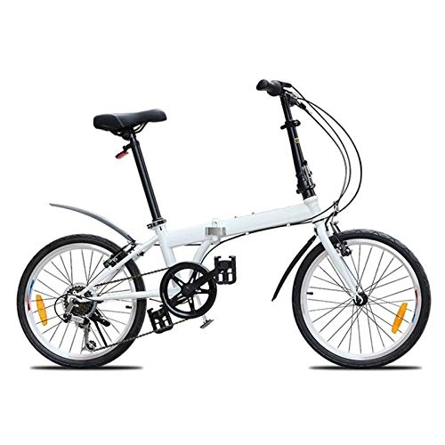 Folding Bike : LXJ Road bike adult bike Lightweight Folding Bicycle 20-inch Tires 6 Speed Change Seat Adjustable Handlebars Unisex Multi-purpose Bicycle For Outdoor Work (White)