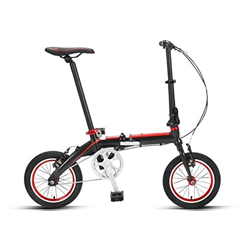 Folding Bike : LXJ Road bike Portable Folding Bike 14-inch V-brake City Bike, With Adjustable Handles And Comfortable Saddle Black Single Speed car length 115cm