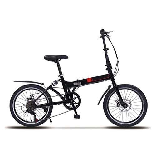 Folding Bike : LXJ Ultra-light Portable Folding Bike, Adult Men’s And Women’s 20-inch Commuter City Bikes, With Adjustable Handles And Comfortable Saddle, Black, 7-speed