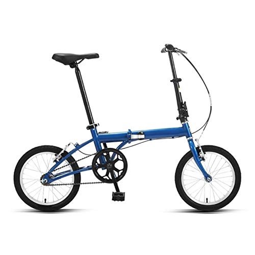 Folding Bike : LXJ Ultralight Mini Portable Folding Bike, 16 Inch City Bike For Adult Men And Women Students, Blue, Single Speed