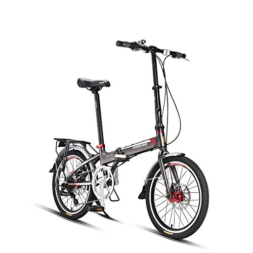 Folding Bike : LXLTLB Folding Bike, Unisex -7 Speed Convenient Aluminum Alloy Folding City Bicycle 20 Inch Wheels, Gray