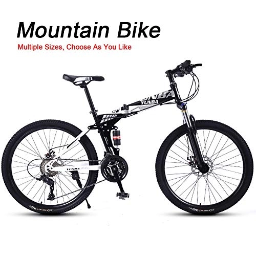 Folding Bike : LYRWISHJD Folding Dual Suspension Mountain Bikes 24 Inch Wheels Exercise Bikes Mountain Trail Bike With PC Pedal U-shaped Shock Absorption For Adult Men And Women Commuting To Work