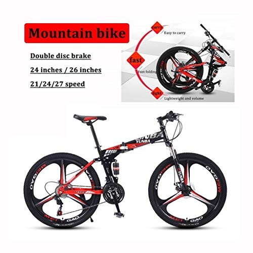 Folding Bike : LYRWISHPB 21 / 24 / 27 Speed, Bike All-Terrain Mountain Bike 24 / 26 Inch Lightweight Small Portable Bicycle Adult Student Riding Feels Relaxed And Comfortable (Color : Red, Size : 24in)