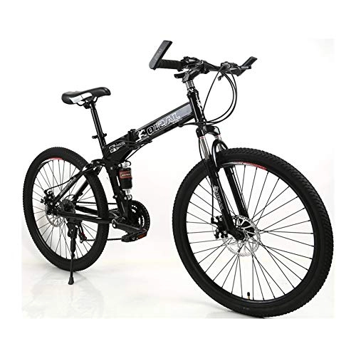 Folding Bike : LYRWISHPB Adult Mountain Bikes - 26 Inch Steel Carbon Mountain Trail Bike High Carbon Steel Full Suspension Frame Folding Bicycles - 21 / 24 Speed Gears Dual Disc Brakes Mountain Bicycle