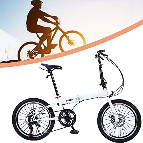 Folding Bike : LZQBD ZENGQIANGJING Lightweight Folding City Bicycle Bike, Portable Mountain Bike, High-Carbon Steel Compact Bicycle for Adults Men And Women, Shockabsorption, 18 Inch (Color : White)