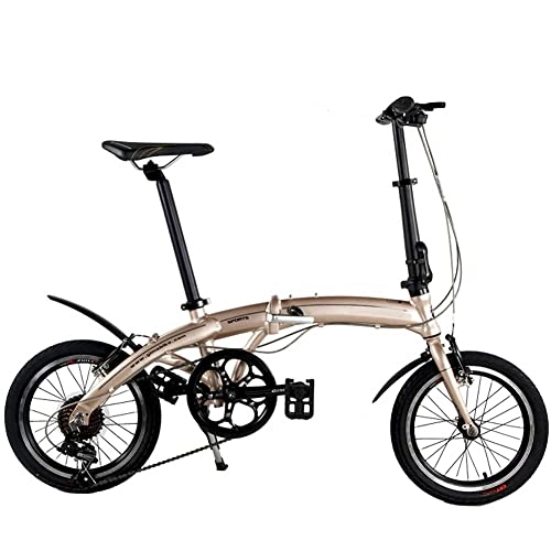 Folding Bike : LZZB Folding Bike for Adults, Lightweight Mountain Bikes Bicycles Strong Alloy Frame with Disc Brake, 16 Inches Suitable for 150-180Cm, E, 16Inch