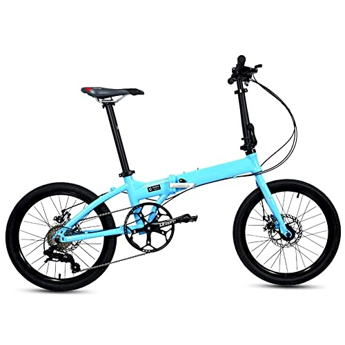 Folding Bike : LZZB Folding Bike for Adults, Mountain Bikes 20 Inches Spoke Wheel Mountain Bicycle Dual Disc Brake Bicycle, Blue, 20Inch