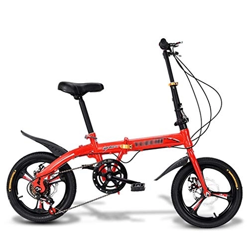 Folding Bike : Men and Women Bicycle, 16Inch Folding Bike 6 Speed 3 Knife Wheel Bicycle with Double Disc Brakes, High-carbon Steel Frame Road Bicycle