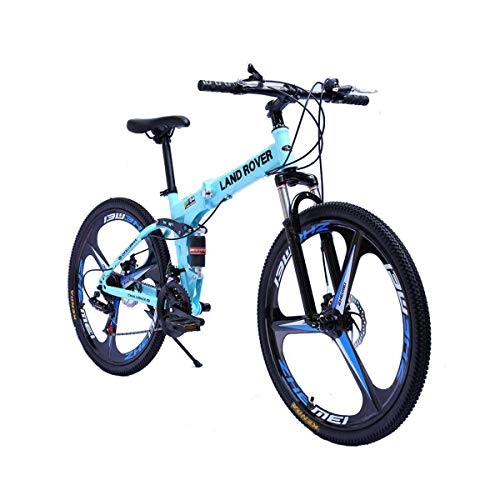 Folding Bike : Men bicycles Foiding Mountain Bike Featuring Medium Steel Frame and 26-Inch Wheels with Mechanical Disc Brakes 27-Speed Drivetrain, in Multiple Colors, Blue, 27speed