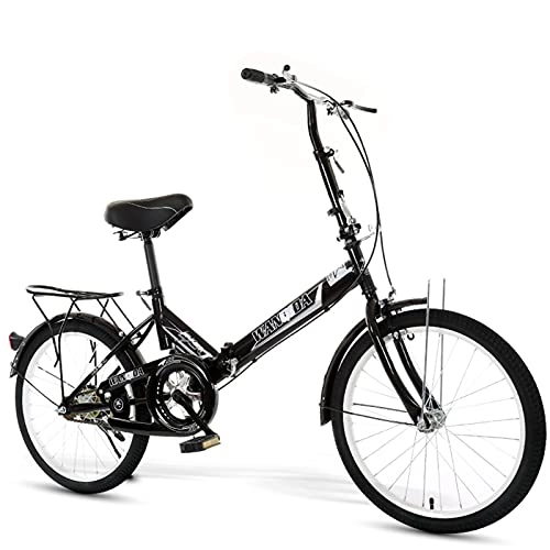 Folding Bike : MIAOYO 20 Inch Portable Folding Bike, Anti-skid Tire Cruiser Bikes, Foldable Single Speed City Bicycle Bike For Children Adult Male Female Students, Black, 20